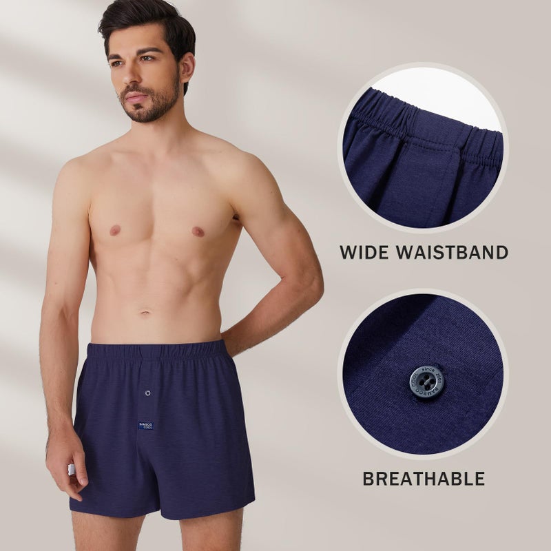 BAMBOO COOL Men's Boxer Short soft and Breathable Knit Boxers for men Moisture-wicking Underwear with Button Fly 3 Pack - Image 4